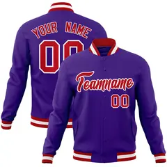 Purple Red-White Varsity Full-Snap Letterman Jacket
