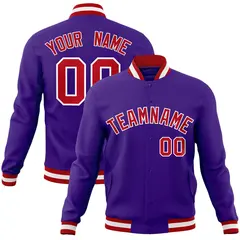 Purple Red-White Varsity Full-Snap Letterman Jacket