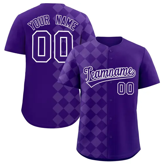 Purple Rhombus Pattern Baseball Jersey