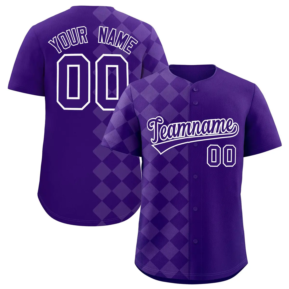 Purple Rhombus Pattern Baseball Jersey