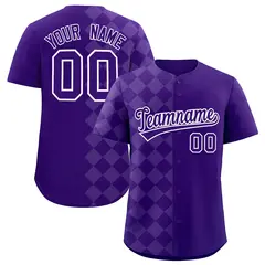 Purple Rhombus Pattern Baseball Jersey 1