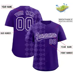 Purple Rhombus Pattern Baseball Jersey 2