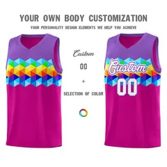 Purple Rose Pink-White Colorful Basketball Jersey Sets 2