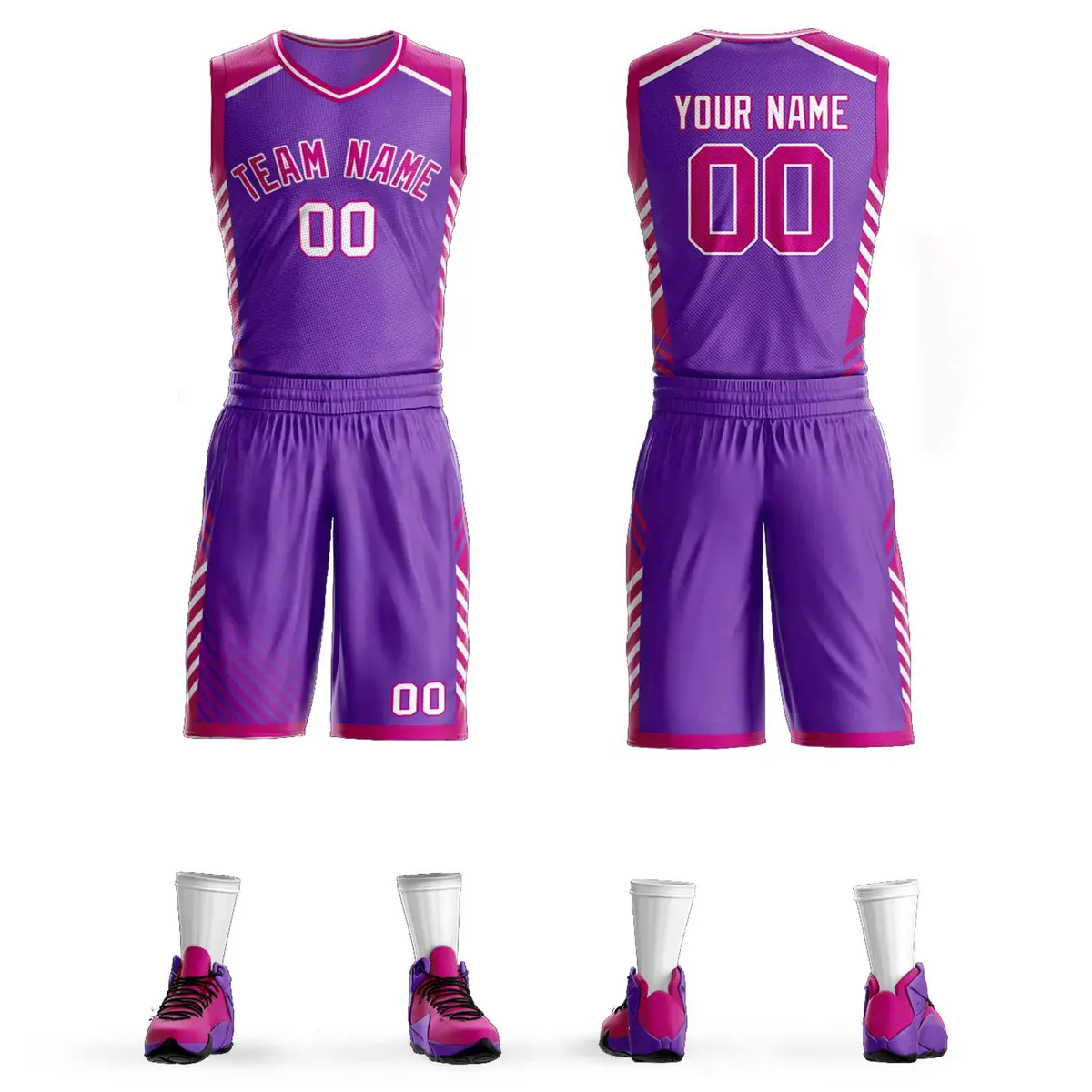 Purple Rose Pink-White Graffiti Bar Element Basketball Jersey