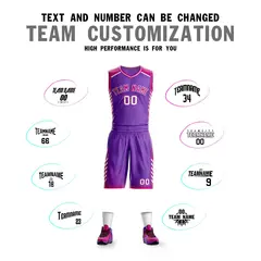 Purple Rose Pink-White Graffiti Bar Element Basketball Jersey 4