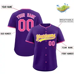 Purple Rose Red Fluorescent Green Baseball Jersey 2