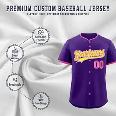 Purple Rose Red Fluorescent Green Baseball Jersey 3