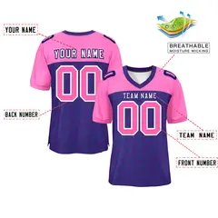 Purple Rose Red Raglan Sleeves Camo Football Jersey 2