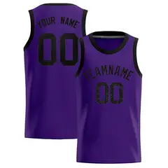 Purple Sequined Athletic Basketball Jersey 1