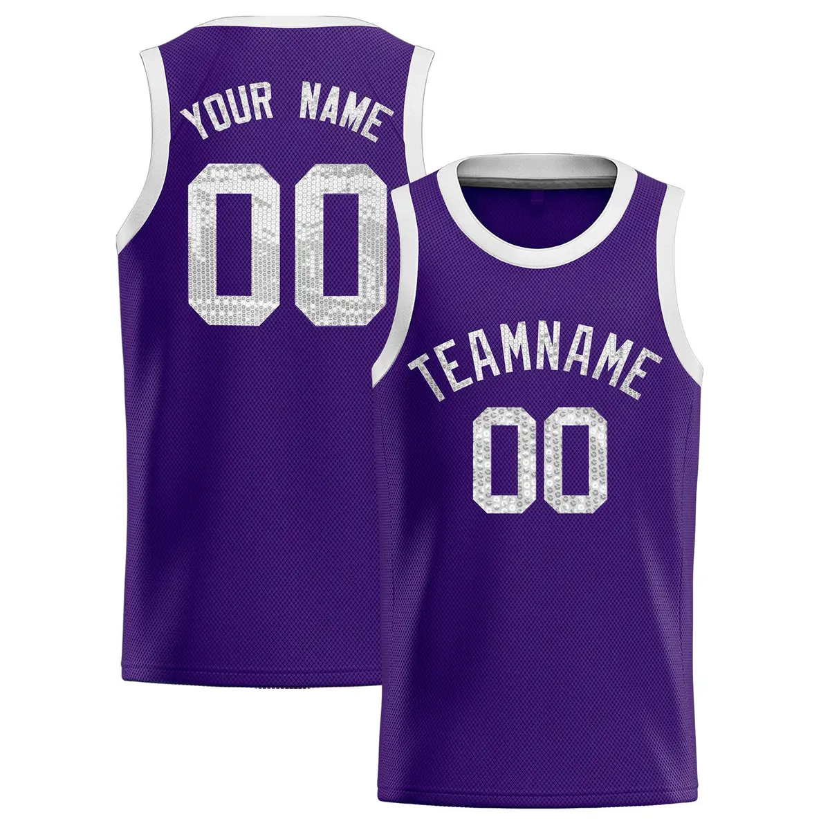 Purple Sequined Athletic Basketball Jersey