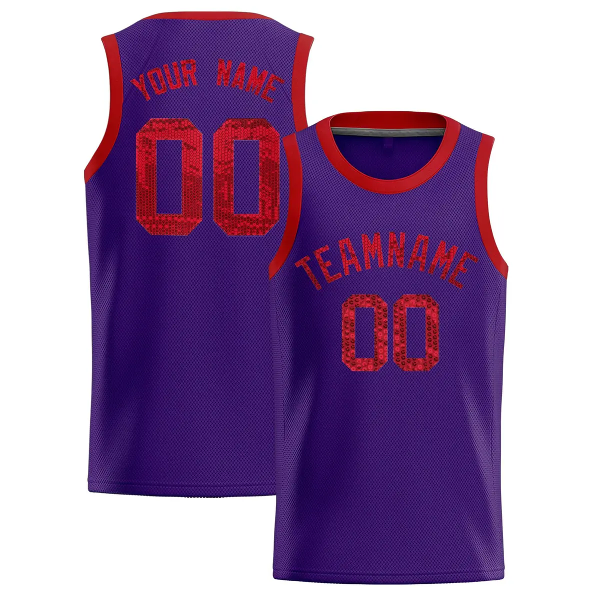 Purple Sequined Athletic Basketball Jersey