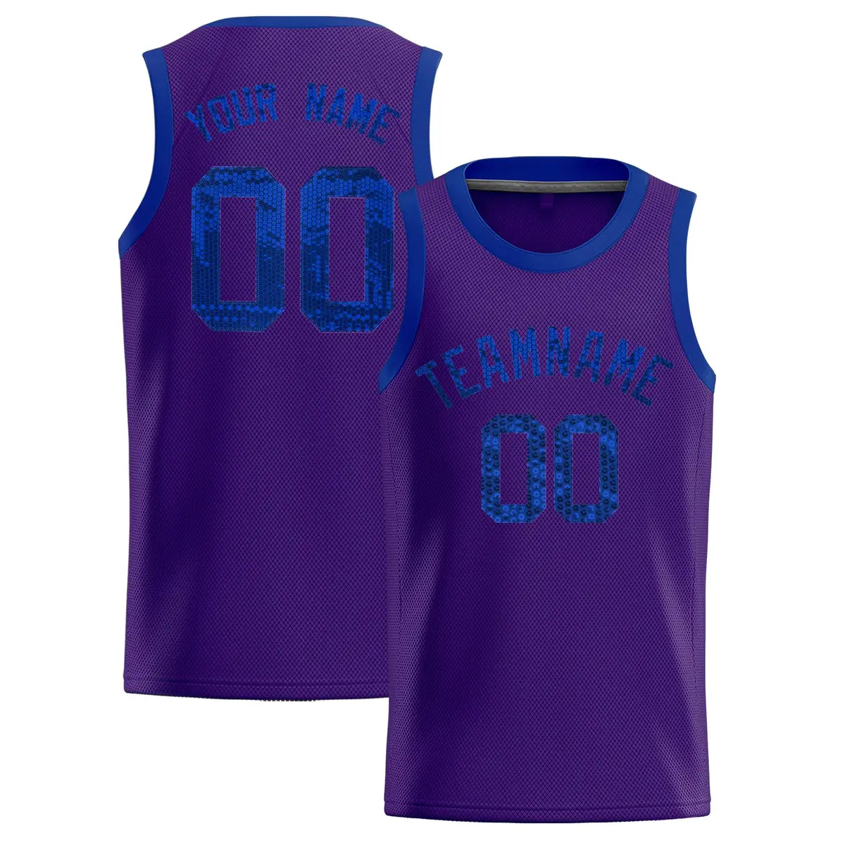 Purple Sequined Athletic Basketball Jersey