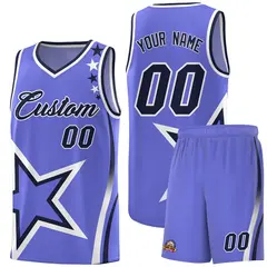 Purple Shoulder Stars Graffiti Pattern Basketball Jersey Set