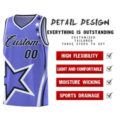 Purple Shoulder Stars Graffiti Pattern Basketball Jersey Set 2