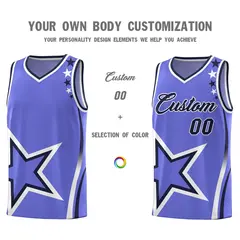 Purple Shoulder Stars Graffiti Pattern Basketball Jersey Set 3