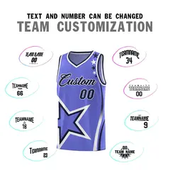Purple Shoulder Stars Graffiti Pattern Basketball Jersey Set 4