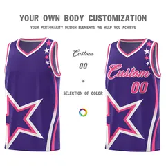 Purple Shoulder Stars Graffiti Pattern Basketball Jersey Set 3