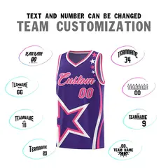 Purple Shoulder Stars Graffiti Pattern Basketball Jersey Set 4