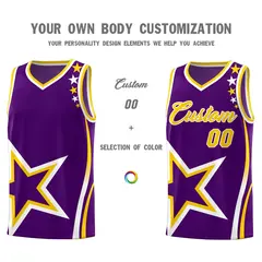 Purple Shoulder Stars Graffiti Pattern Basketball Jersey Set 3