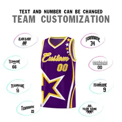 Purple Shoulder Stars Graffiti Pattern Basketball Jersey Set 4