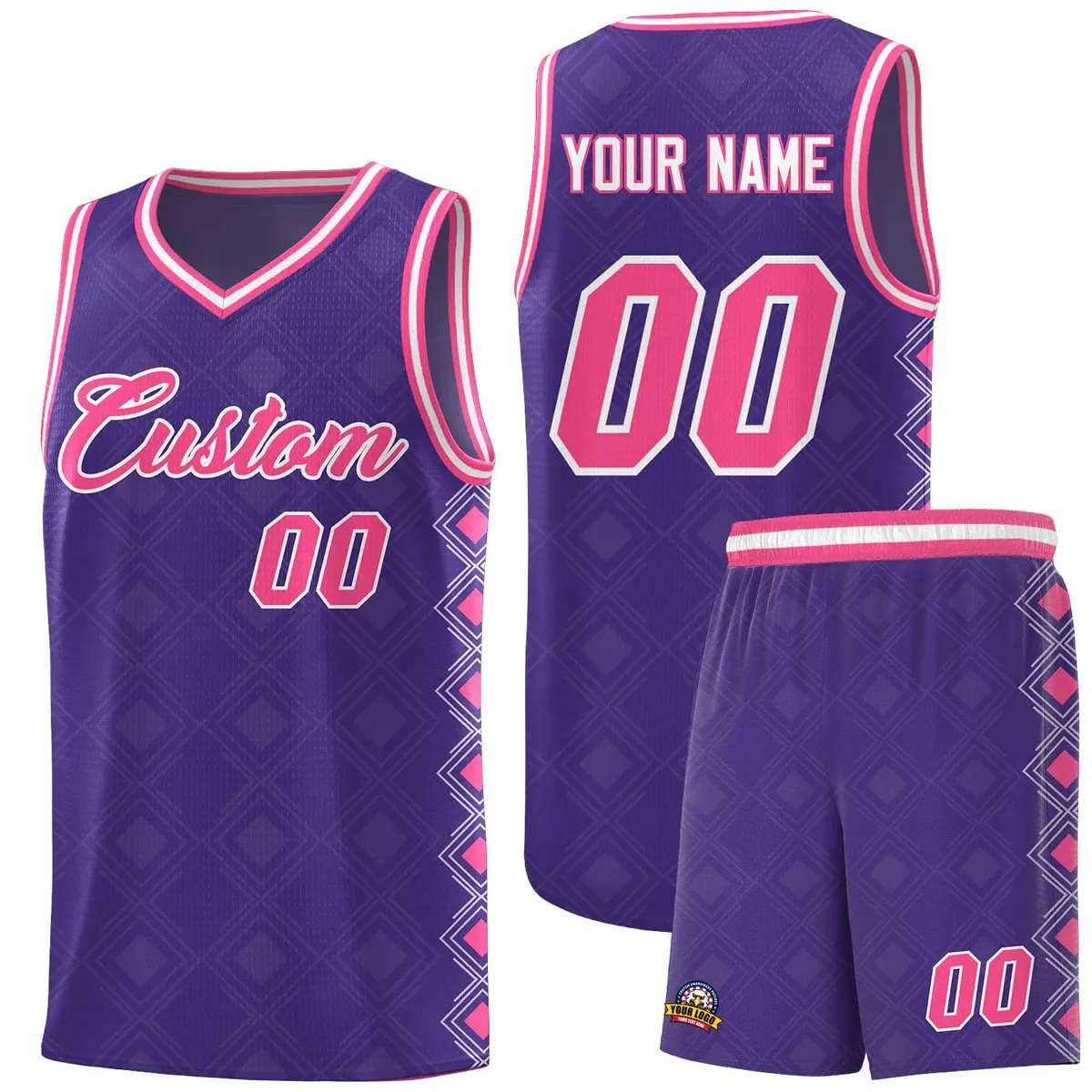 Purple Side Blocks Sports Uniform Basketball Jersey