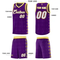 Purple Side Blocks Sports Uniform Basketball Jersey 5