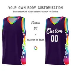 Purple Side Flame Fashion Sports Basketball Jersey 3
