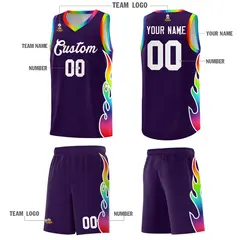Purple Side Flame Fashion Sports Basketball Jersey 5