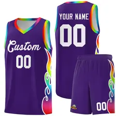 Purple Side Flame Fashion Sports Basketball Jersey 1