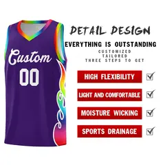 Purple Side Flame Fashion Sports Basketball Jersey 2
