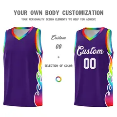 Purple Side Flame Fashion Sports Basketball Jersey 3