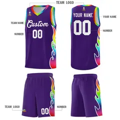 Purple Side Flame Fashion Sports Basketball Jersey 5