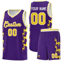 Purple Side Lightning Graffiti Basketball Uniform Jersey