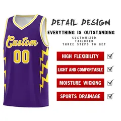 Purple Side Lightning Graffiti Basketball Uniform Jersey 2