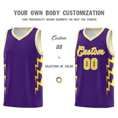 Purple Side Lightning Graffiti Basketball Uniform Jersey 3