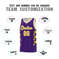 Purple Side Lightning Graffiti Basketball Uniform Jersey 4