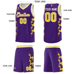 Purple Side Lightning Graffiti Basketball Uniform Jersey 5