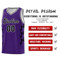 Purple Side Lightning Graffiti Basketball Uniform Jersey 2