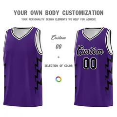 Purple Side Lightning Graffiti Basketball Uniform Jersey 3