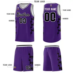 Purple Side Lightning Graffiti Basketball Uniform Jersey 5