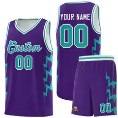Purple Side Lightning Graffiti Basketball Uniform Jersey 1