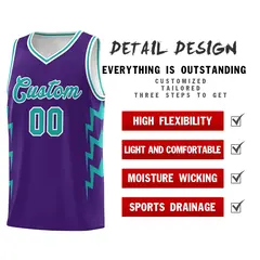 Purple Side Lightning Graffiti Basketball Uniform Jersey 2