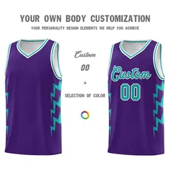 Purple Side Lightning Graffiti Basketball Uniform Jersey 3