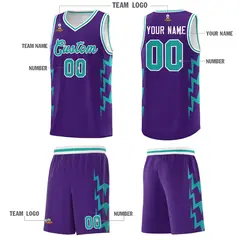 Purple Side Lightning Graffiti Basketball Uniform Jersey 5