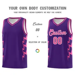 Purple Side Lightning Graffiti Basketball Uniform Jersey 3
