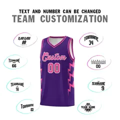 Purple Side Lightning Graffiti Basketball Uniform Jersey 4