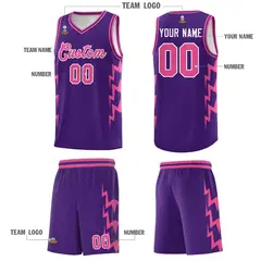 Purple Side Lightning Graffiti Basketball Uniform Jersey 5