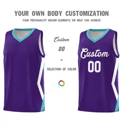 Purple Side Rhombus Graffiti Pattern Basketball Jersey 3