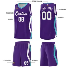Purple Side Rhombus Graffiti Pattern Basketball Jersey 5