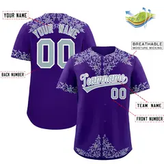 Purple Silver Baroque Style Baseball Jersey 2
